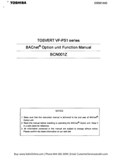 Toshiba BACnet BCN001Z Function Manual