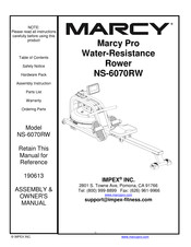 Impex Marcy Pro NS-607RW Assembly & Owners Manual