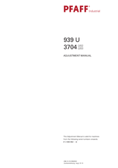 Pfaff 3704-2/03 Adjustment Manual