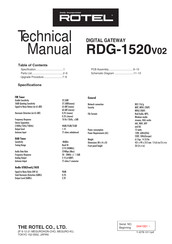 Rotel RDG-1520V02 Technical Manual