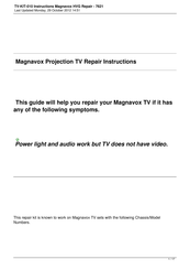 Magnavox 60PP920201 Repair Instructions