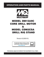 MULTIQUIP DM15A9C Operation And Parts Manual