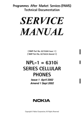 Nokia 6310I - Cell Phone - GSM Service Manual