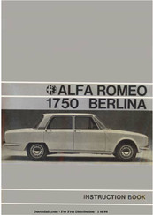 Alfa Romeo 1750 Berlina Instruction Book