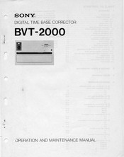 Sony BVT-2000 Operation And Maintenance Manual