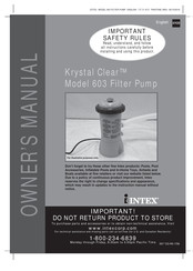 Intex Krystal Clear 603 Owner's Manual