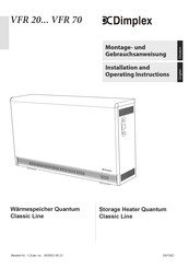 Dimplex Quantum Classic VFR 30 Installation And Operating Instructions Manual