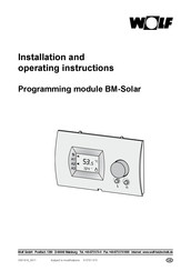 Wolf BM-Solar Installation And Operating Instructions Manual