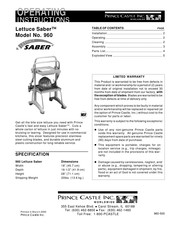 Prince Castle Lettuce Saber 960 Operating Instructions Manual