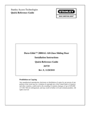 Stanley Dura-Glide 2000AG Series Installation Instructions, Quick Reference Manual