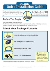 D-Link AirPlus XtremeG Ethernet-to-Wireless Bridge DWL-G810 Quick Installation Manual