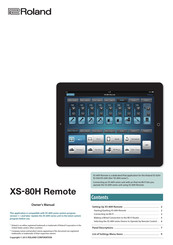 Roland XS-80H Remote Owner's Manual