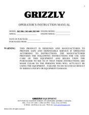 Grizzly 303 800 Operator's Instruction Manual
