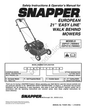 Snapper Easy Line ESPV21S Safety Instructions & Operator's Manual