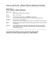 Simplicity 1717H Dealer Setup & Adjustment Instructions Manual