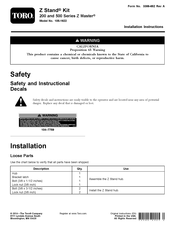 Toro Z Master 200 Series Installation Instructions