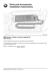 BMW Apollo 84630140413 Installation Instructions Manual
