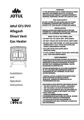 Jøtul GF3 DVII Allagash Installation And Operation Instructions Manual
