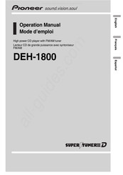 Pioneer Super Tuner III D DEH-1800 Operation Manual
