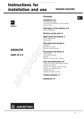 Ariston AQUALTIS AQ9D 49 U H Instructions For Installation And Use Manual