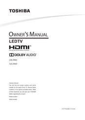 Toshiba 24L3965 Owner's Manual