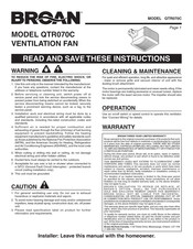 Broan QTR070C Manual
