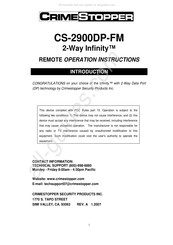 CrimeStopper Infinity CS-2900DP-FM Operation Instructions Manual