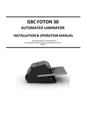 GBC FOTON 30 Automated Laminator Installation & Operation Manual