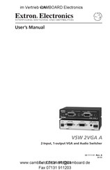 Extron electronics VSW 2VGA A User Manual