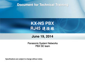 Panasonic KX-NS Series Technical Training Manual