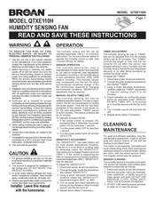 Broan QTXE110H Instructions Manual