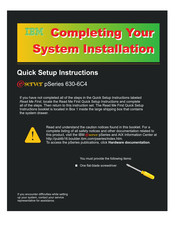 IBM System p Series Quick Setup Instructions Manual
