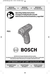 Bosch PS21 Operating/s Operating/Safety Instructions Manual