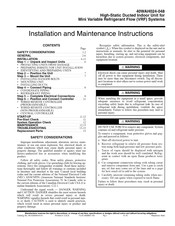 Carrier 40WAH024 Installation And Maintenance  Instruction