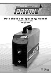 Paton PRO-315-400V Data Sheet And Operating Manual