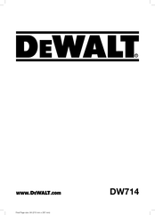 DeWalt DW714 B5 Original Instructions Manual