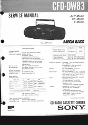 Sony MEGA BASS CFD-DW83 Service Manual