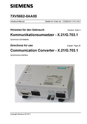 Siemens 7XV5662-0AA00 Directions For Use Manual