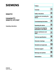 Siemens SIMATIC IPC1047 Operating Instructions Manual
