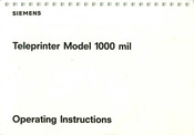 SIEMENS 1000 mil Operating Instructions Manual