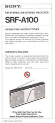 Sony SRF-A100 Operating Instructions Manual