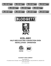 Blodgett XCEL-50EC Installation & Operation Manual