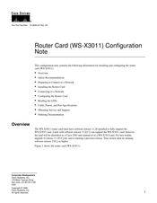 Cisco WS-X3011 Configuration Note