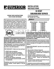 Lennox Hearth Products SUPERIOR B-VENT 600 Series Installation Instructions Manual