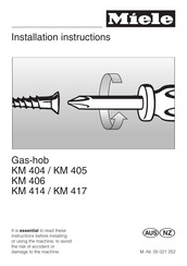 Miele KM 406 Installation Instructions Manual