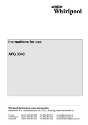 Whirlpool AFG 3340 Instructions For Use Manual