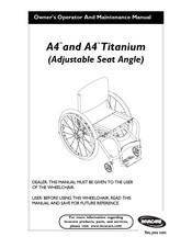 Invacare A-4 Titanium Owner's Operator And Maintenance Manual