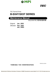 Toshiba TEC B-SX4T-GS10-QQ Maintenance Manual