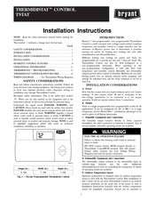Bryant THERMIDISTAT CONTROL TSTAT Installation Instructions Manual