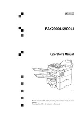 Ricoh FAX2900L Operator's Manual